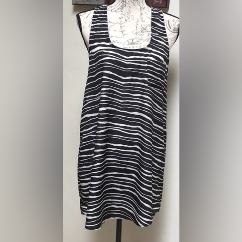 Imaginary voyage stripped tank dress M boho black spring classic resort